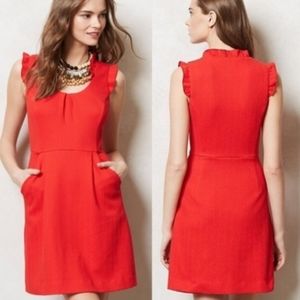 Anthropologie |Tabitha| bright red dress sz 4